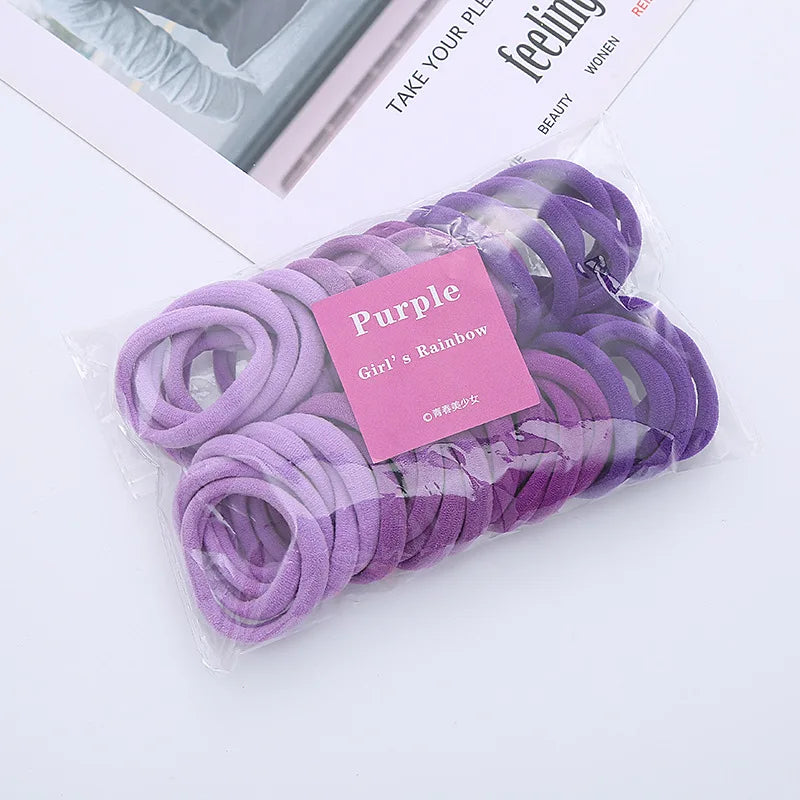 50PCS/Set Women Girls Basic Hair Bands 4cm Simple Scrunchies Elastic Headband Hair Ropes Ties Ponytail Hair Accessories Headwear