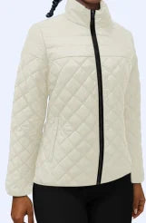 Women's Quilted Jacket With Zipper Simple Fashionable Casual Everyday Wear Coats Tops Black Spring Autumn