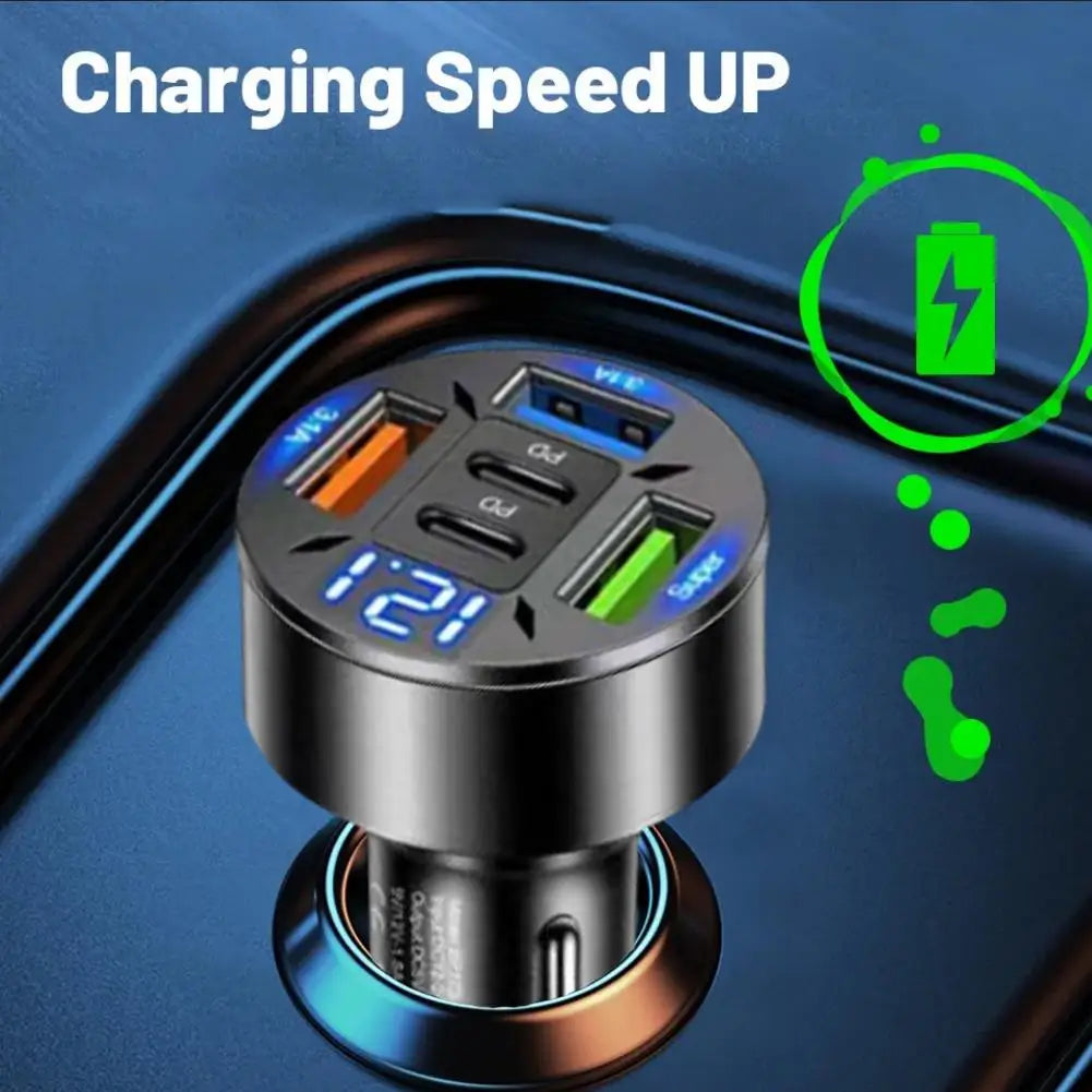 Digital Display Car With 3USB Car Charger Fast Phone Head Mobile Charging PD Phone Adapter Car Mobile Charging