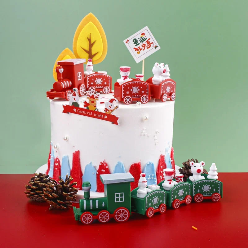 Christmas Cake Decor Ornaments Xmas Train Ornaments Merry Christmas Decor For Home Happy New Year 2023 Kids Favor Gifts