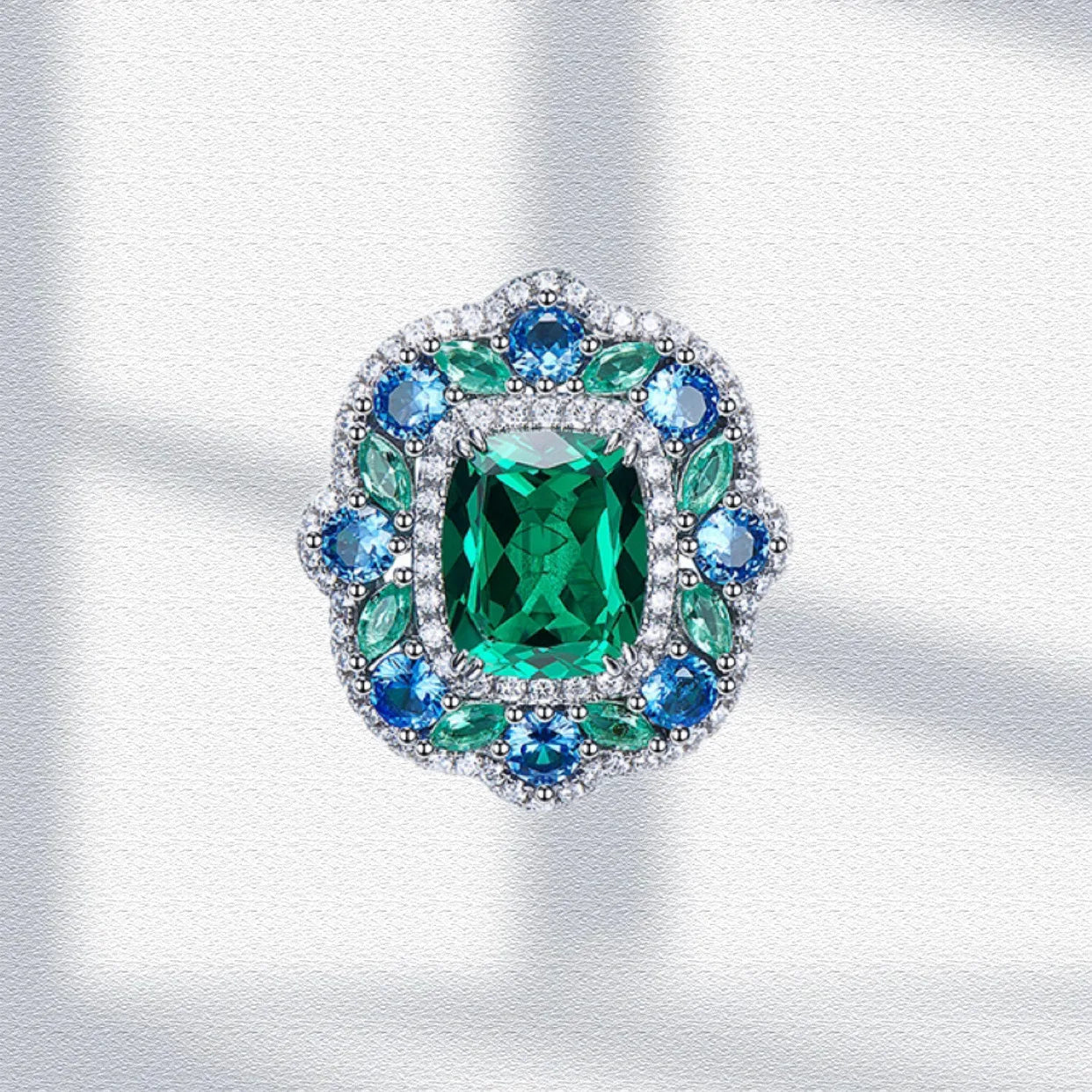 Luxury Lab Emerald Jewelry Sets S925 Silver Elegant Pendant Necklace Ring Earring for Women Gorgeous Wedding Party Fine Jewelry