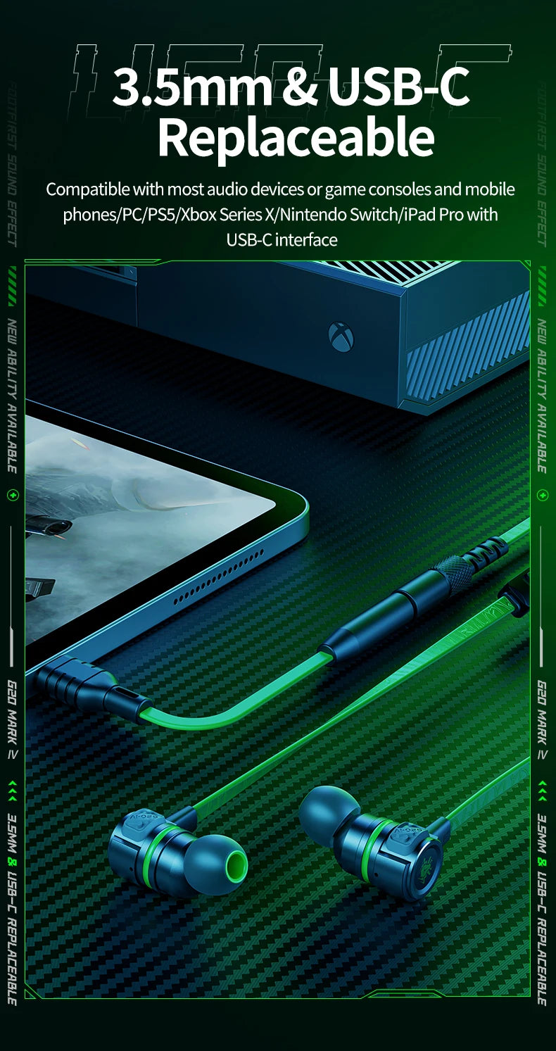 Hammerhead G20 Earphone With microphone in-ear Gaming headphone wire handsfree fones Stereo Comparison Razer Hammerhead V2 Pro