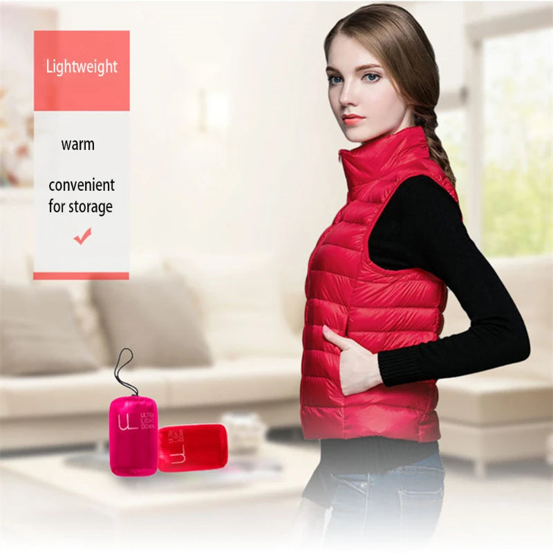 Winter Women's Down Jacket Sleeveless Cropped Puffer Jacket  Lightweight Nylon Coats Vest for Women Parkas Office Chaqueta