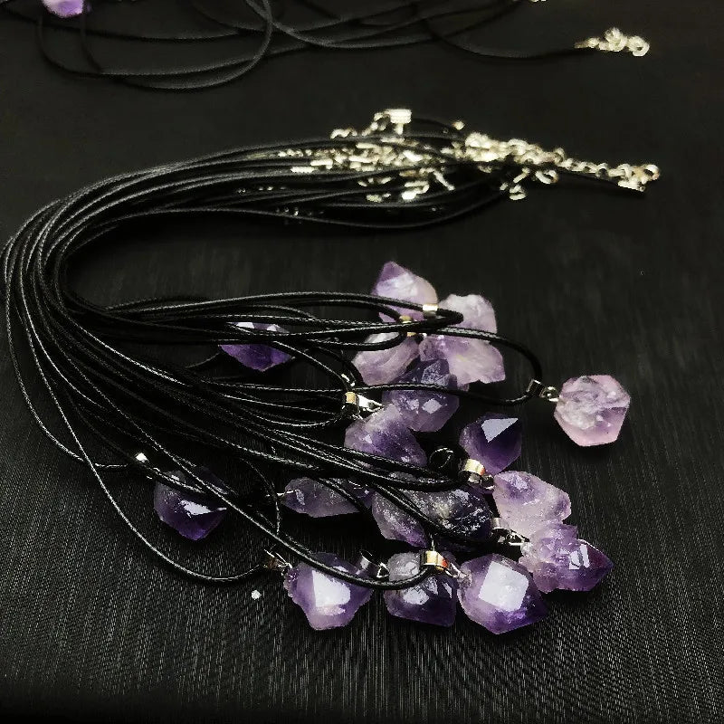 Jewellery Women Necklace Natural Healing Amethyst Crystal Rose Quartz Stone Abalone Shell Pendant Collar Acero Inoxidable Mujer