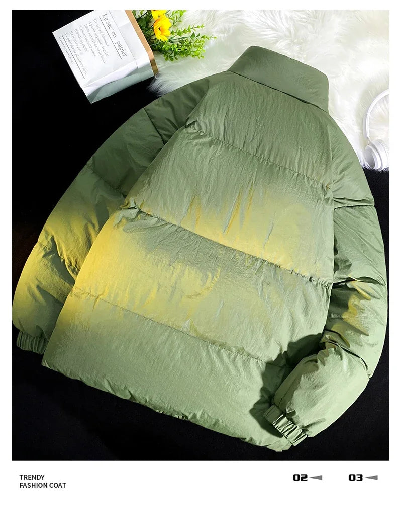 Down jacket men's handsome bread jacket Hong Kong style loose collar and velvet ins assorted bread jacket