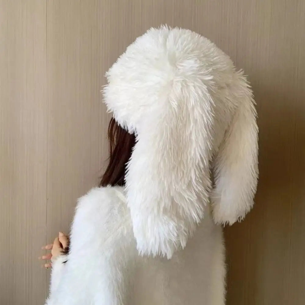 Women's Accessories Faux Fur Rabbit Ear Hat Ear Protection Sweet Plush Winter Hat Rabbit Ear Women's Beanies Halloween Party