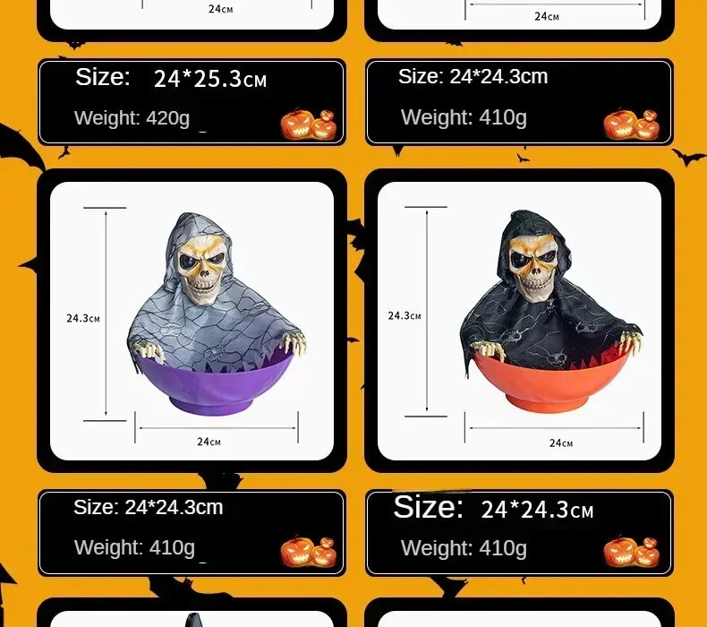 Halloween Electric Ghost Prop Animated Motion Sensor Light Up Sound Head Stretch Swing Party Decoration Haunted House Decor