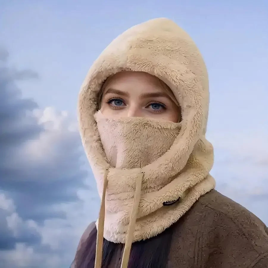 Adjustable Winter Balaclava Hat with Sherpa Hood and Windproof Ski Face Cover for Men and Women