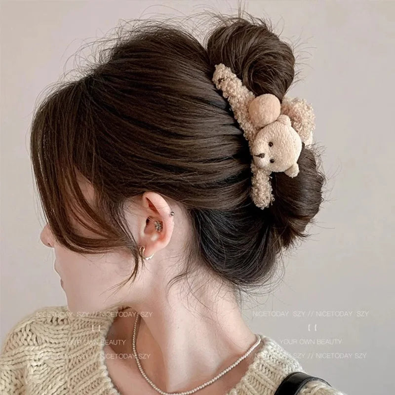 Winter Plush Hair Claw For Women Girls Sweet Hair Ornament Long Thich Hair Hairpin Headband Hair Clip Fashion Hair Accessories