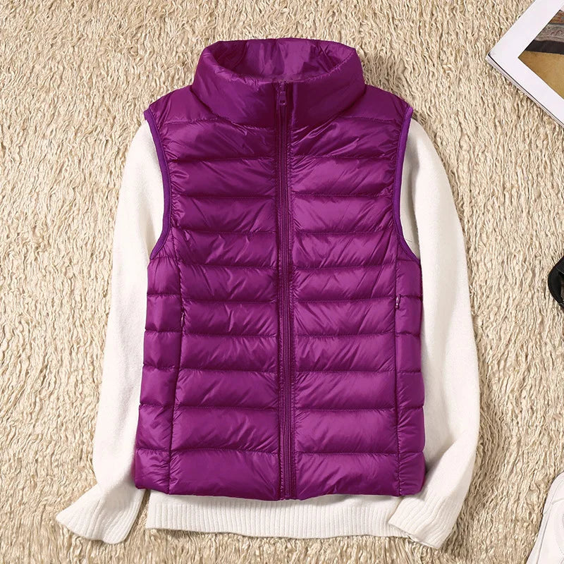 Winter Women's Down Jacket Sleeveless Cropped Puffer Jacket  Lightweight Nylon Coats Vest for Women Parkas Office Chaqueta