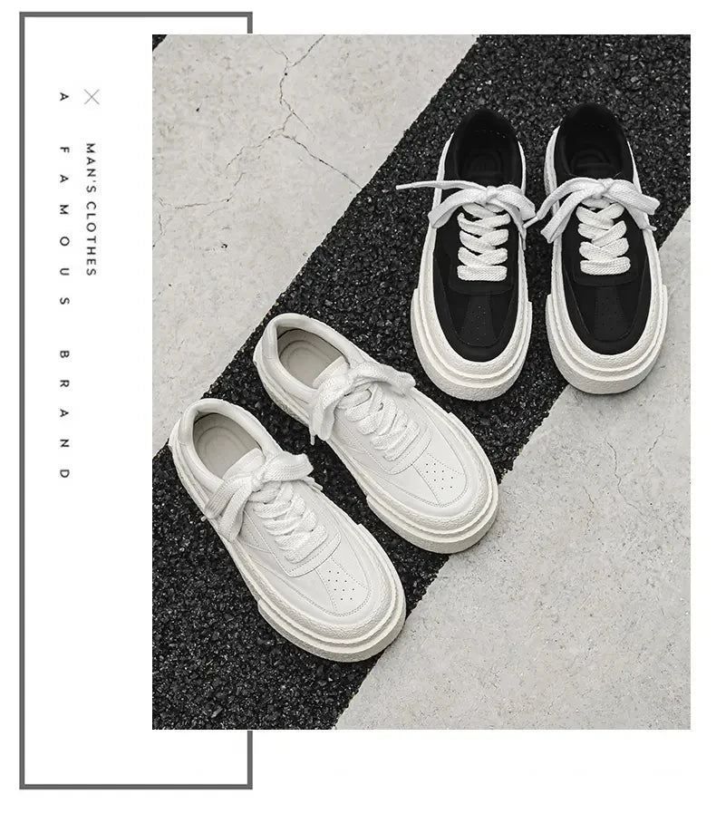 Men Fashionable Casual Sports Shoes Black White Thick-soled Lightweight Comfortable Outdoor White Sneakers Men Size 38-46