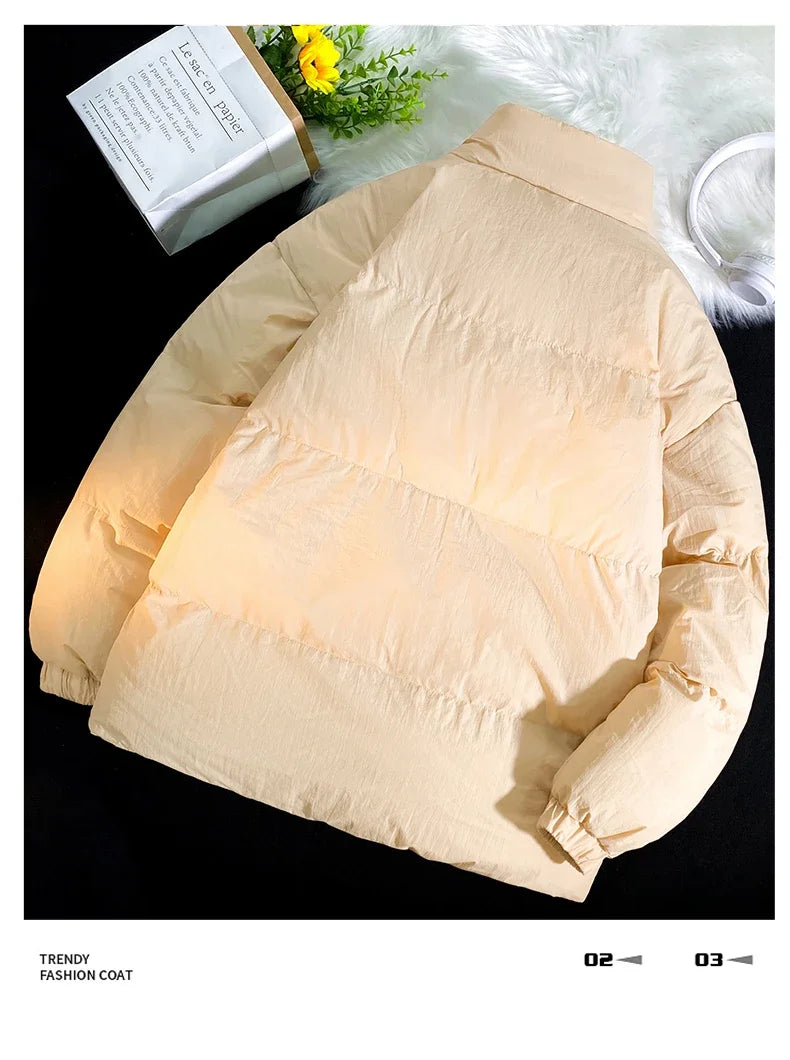 Down jacket men's handsome bread jacket Hong Kong style loose collar and velvet ins assorted bread jacket