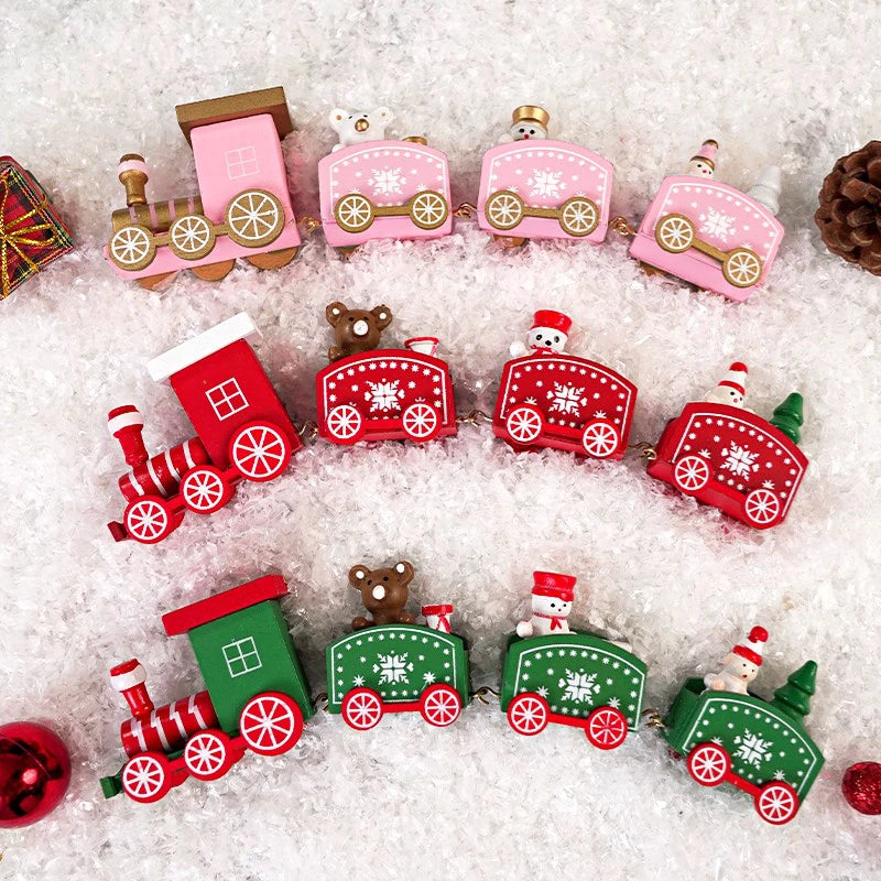 Christmas Decorations 2025 Christmas Wooden Train Xmas Tree Ornament Navidad Noel Home Decor New Year's Eve Decorations Kid Gift