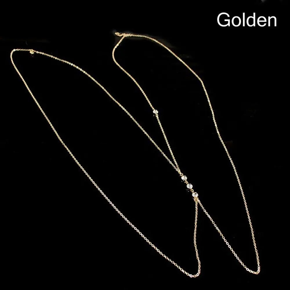 Gold Women Accessories Simple Chain Beach Harness Pendant Necklace Bikini Crossover Waist Belly Harness Body Chain Necklace