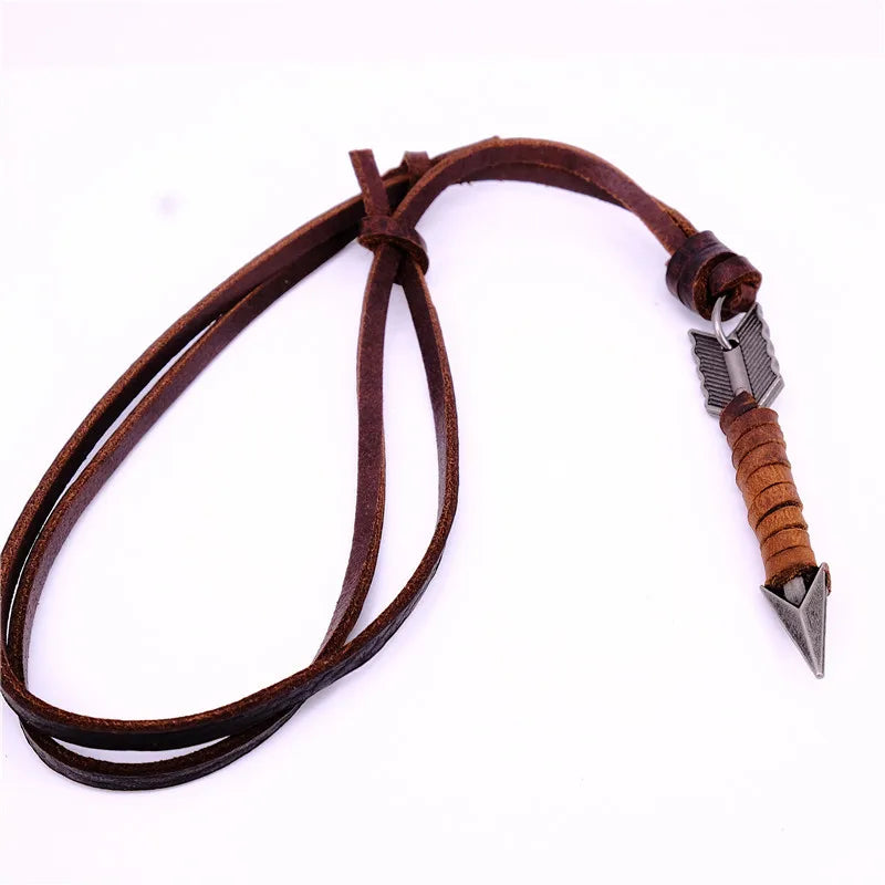 Man Handmade Vintage Leather Arrow Pendant Necklace Rope Body Choker Chain Necklaces Men&Women Punk Jewlery Accessories