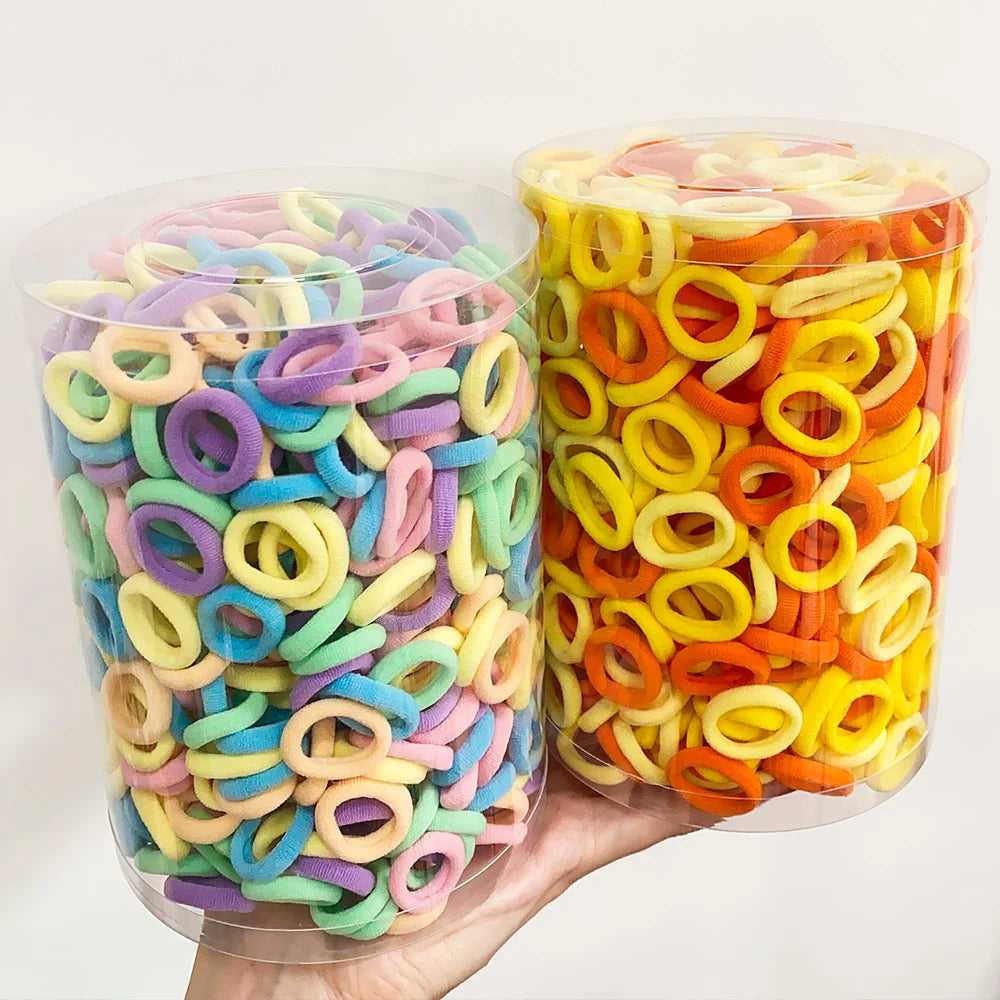 100/200Pcs Girls Colorful Hair Bands Set Nylon Elastic Rubber Band Children Ponytail Holder Scrunchies Kids Hair Accessories