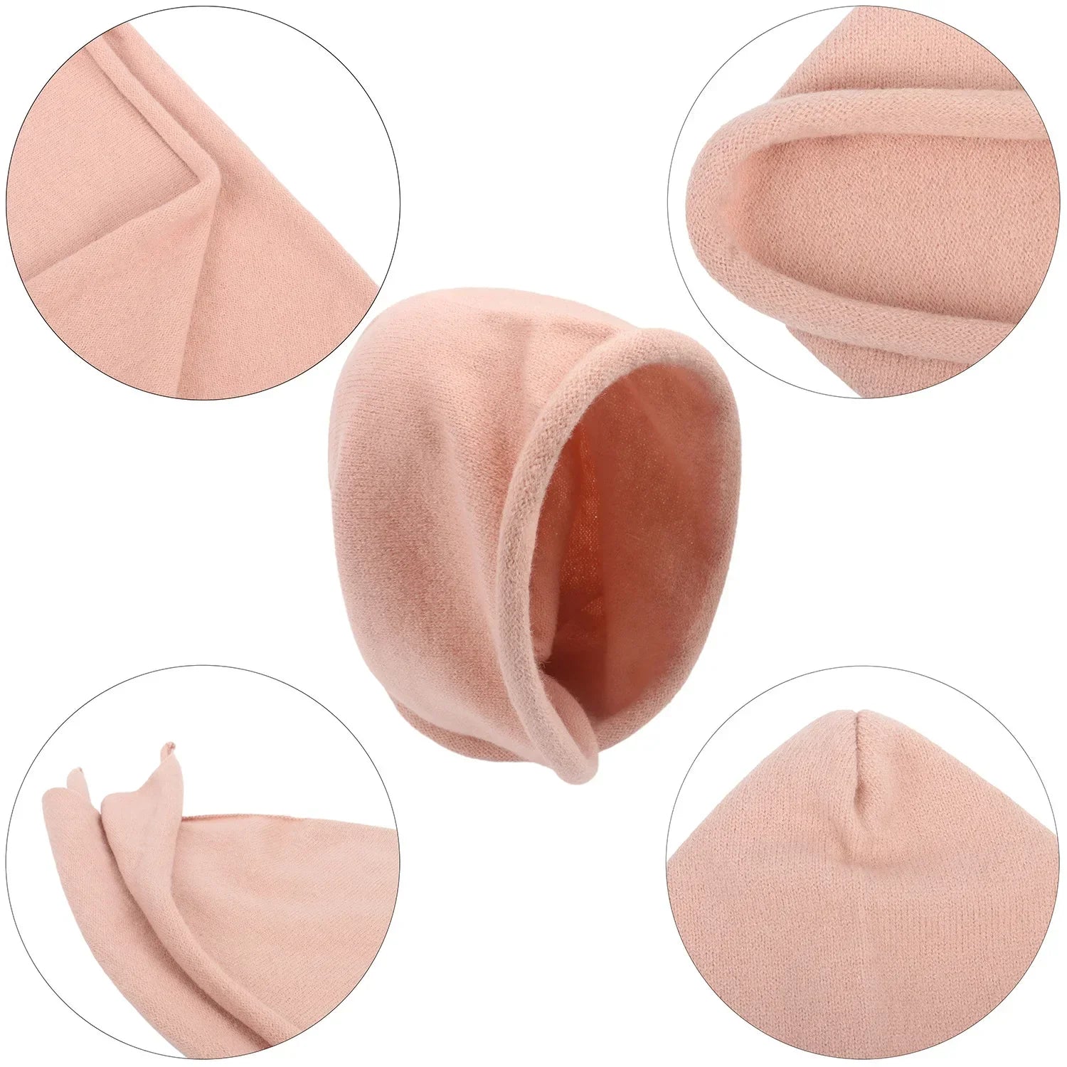 New Winter Balaclava Hat Scarf Combo Women's Fashion Knitted Cap Wrap-around Cashmere Skullies & Beanies