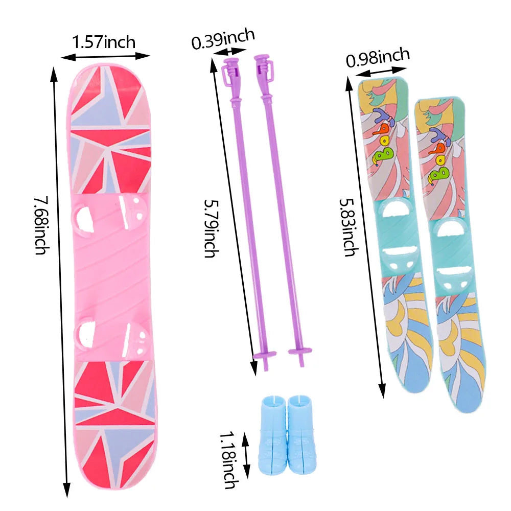 Skiing Accessories for Girl and Ken Doll Family Doll Clothing Casual Winter with Scarf Wool Hat Accessories for 11.5 Inches
