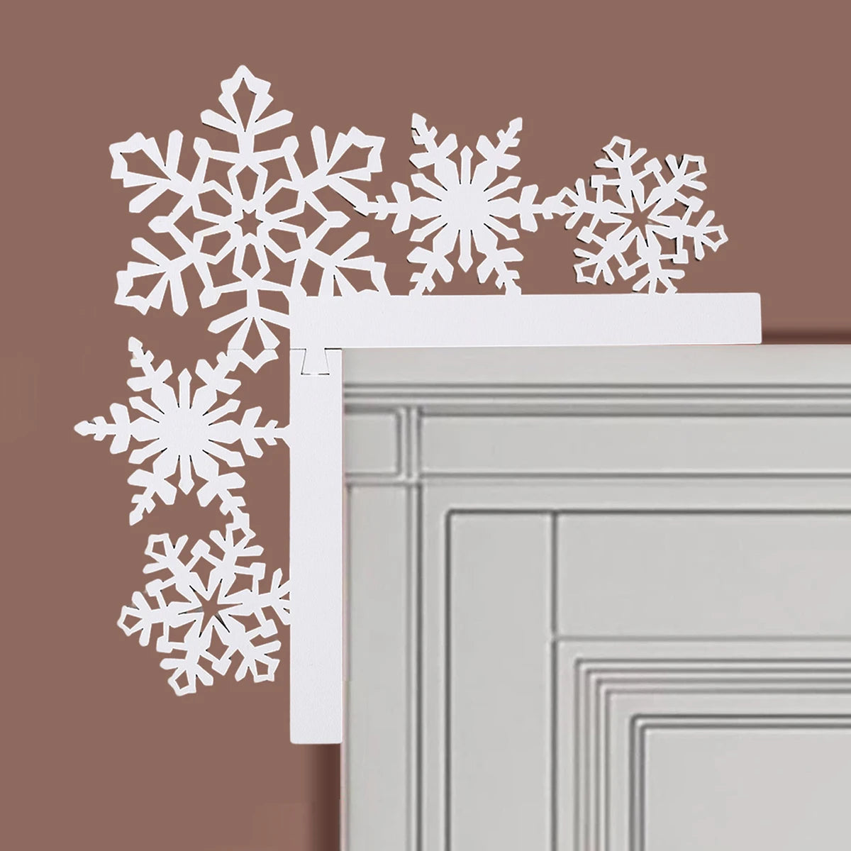 Christmas Door Corner Frame Sign Decoration Wooden Snowflake Door Corner Decor for Home Christmas Party New Year Decorations