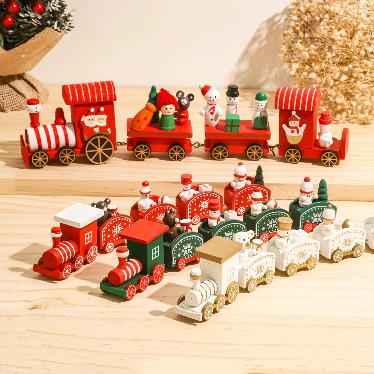 Christmas Decorations 2025 Christmas Wooden Train Xmas Tree Ornament Navidad Noel Home Decor New Year's Eve Decorations Kid Gift