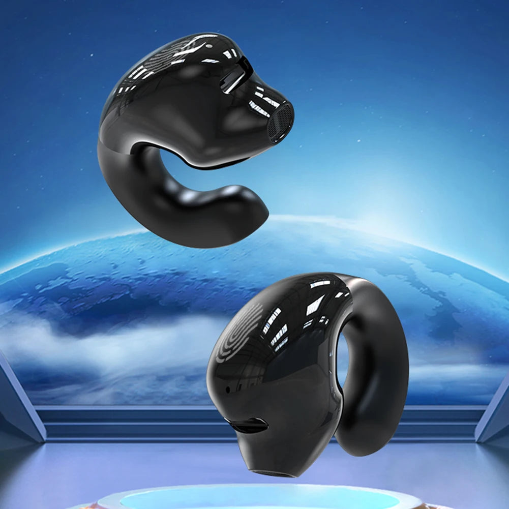 Wireless Clip On Headphones Bluetooth Headset High Definition Audio Quality Sports Earphones Noise Cancelling In-Ear Earphones