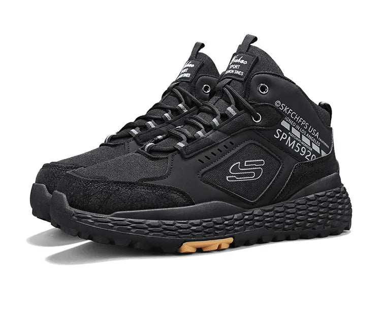 Men's Shoes 2025 New Outdoor Leisure Sports Mesh Shoes Driving To Work Thick Soled Wear-resistant Black Mid Top Trendy Sneakers