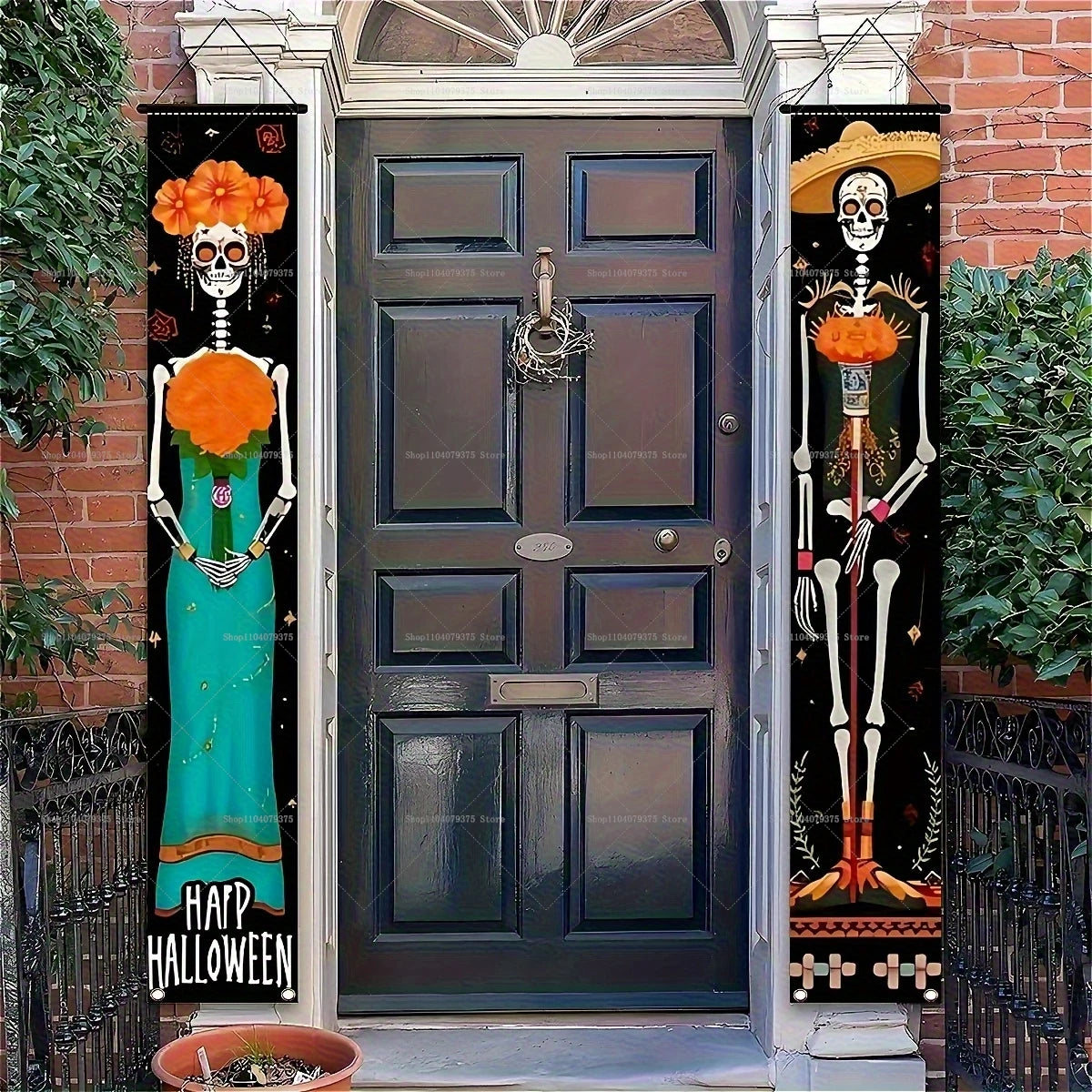 Halloween And Day Of The Dead Porch Banner Hanging Skull Home Room Festival Door Curtain Decoration Party Supplies