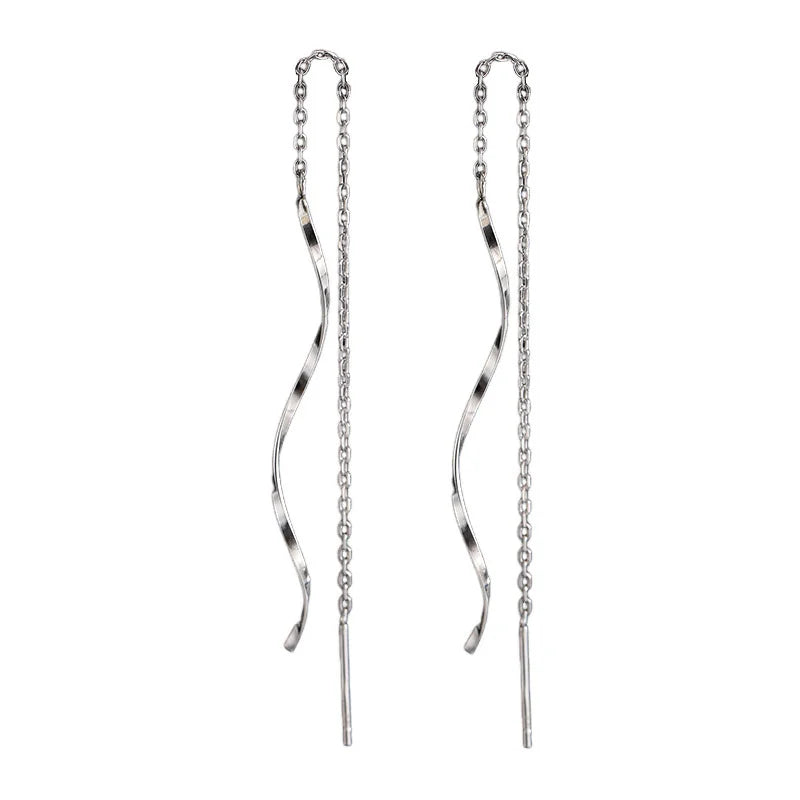 Accessories for Women Long Tassel Threader Earrings for Women Wave Shaped Simple Long Chain Earring Wedding Party Jewelry Gift