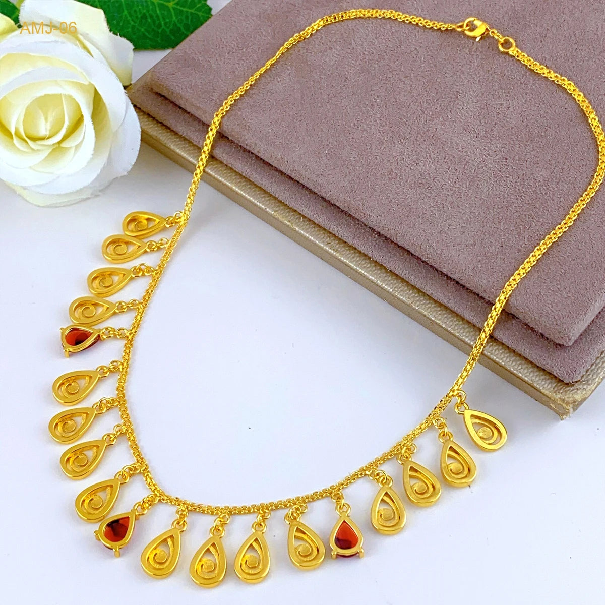 ANIID Dubai 24K Gold Plated Tassel Necklace For Women Bride Crystal Jewellery Italian Wedding African Party Gifts Wholesale