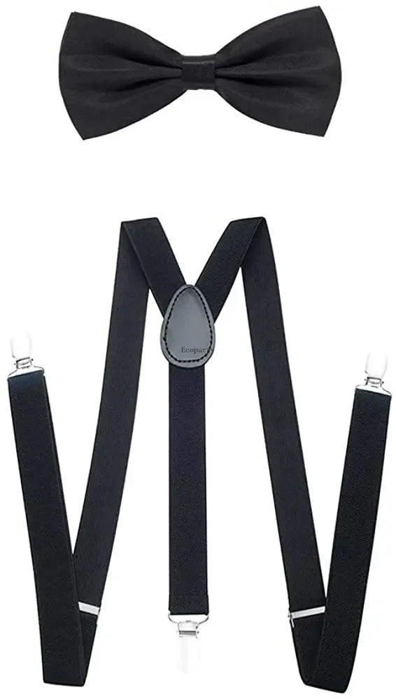 1920s Men's Accessories Mafia Gatsby Including Panama Hat Adjustable Elastic Braces Men's Neck Bow Tie and Vintage Pocket Watch