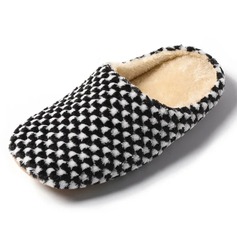 Women Men Winter Warm Slippers Home Bedroom Silent Casual Non Slip Shoes Couples Indoor Soft Sole Cotton Plush Slides