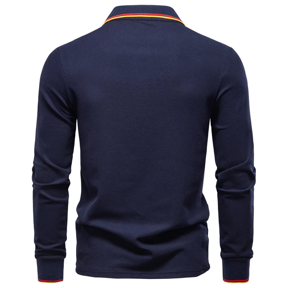 2025 New Men's Polo Shirts for Men Cotton Solid Color Long Sleeve Lapel Polo Desinger High Quality Male T-Shirt Dropshipping