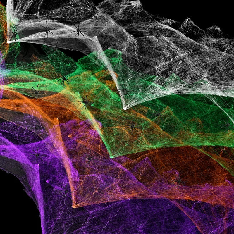 Halloween Scary Party Scene Props White Stretchy Cobweb Spider Web Horror Halloween Decoration For Bar Haunted House