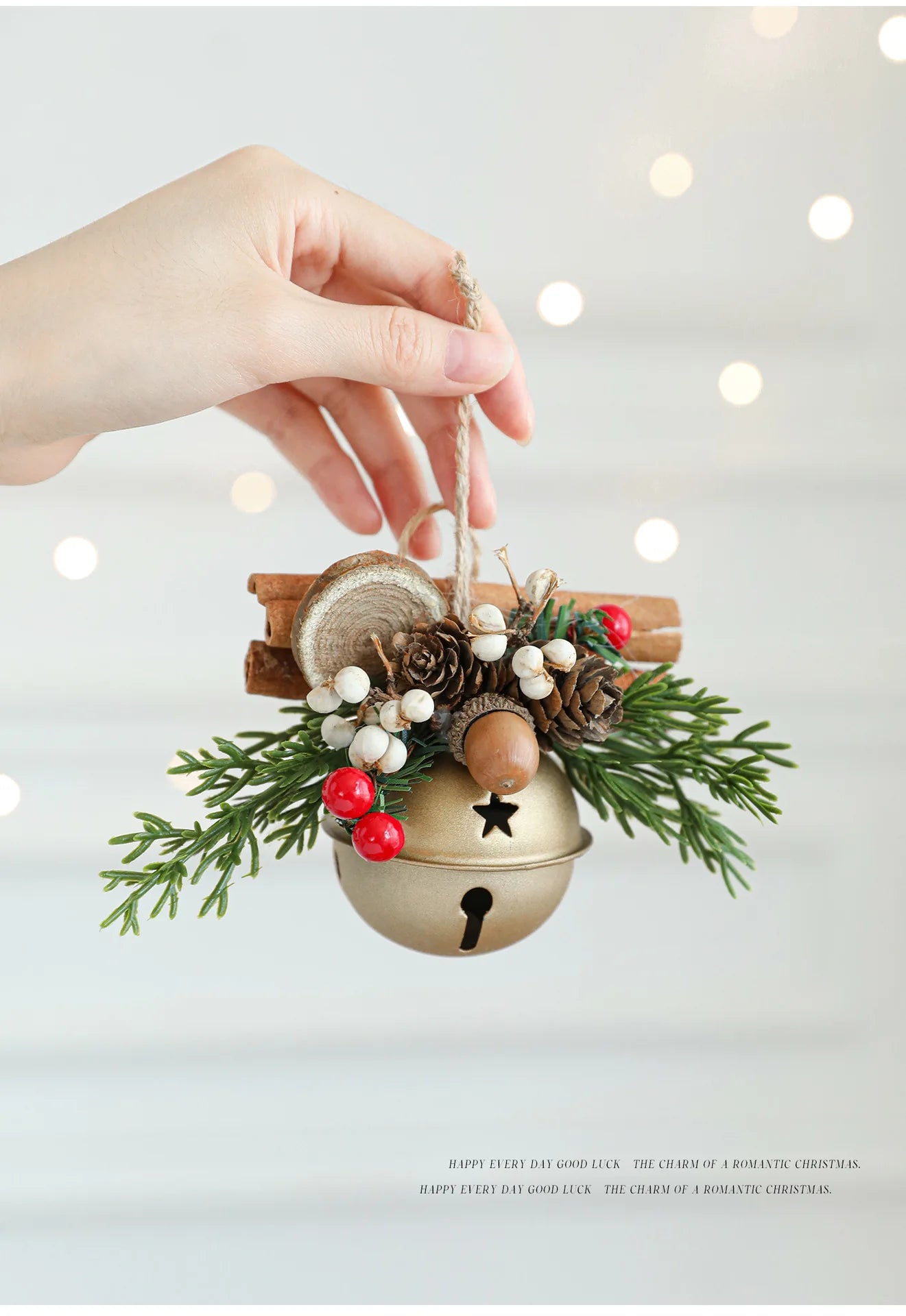 Christmas Hanging Decor Set, Assorted Deer Antler Bell Bow Pinecone Ornaments for Xmas Tree Home Car Gift