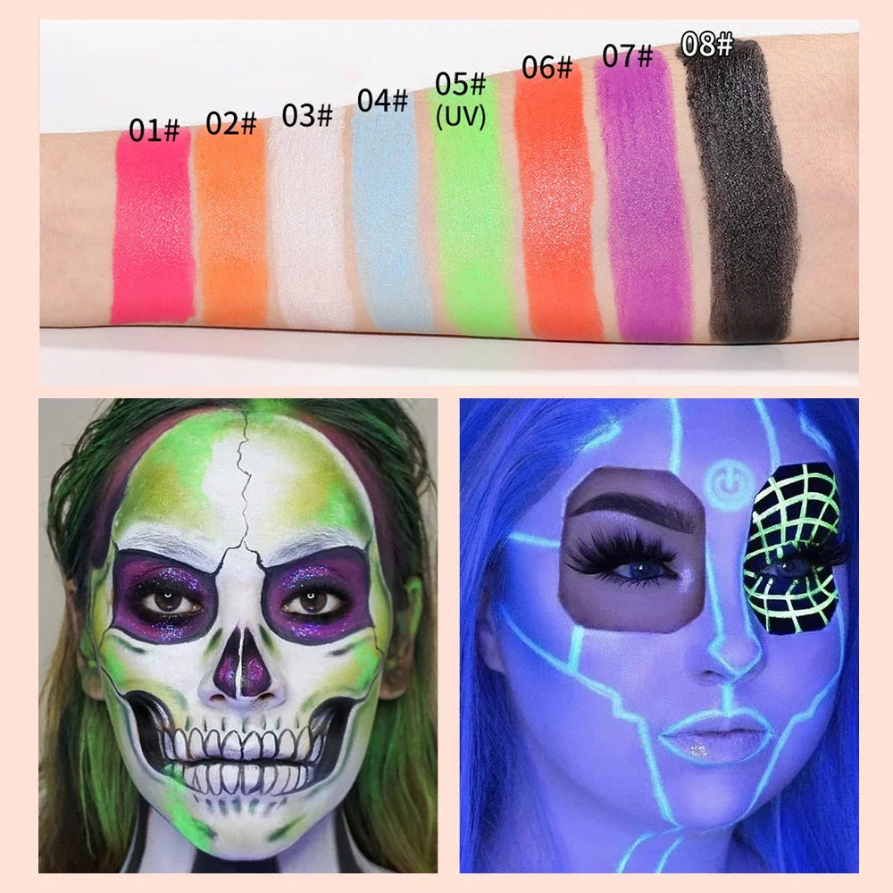 Halloween Body Face Paint Eyeshadow Stick Cosplay Makeup Cosmetics Fake Blood Waterproof Luminous White Halloween Face Painting