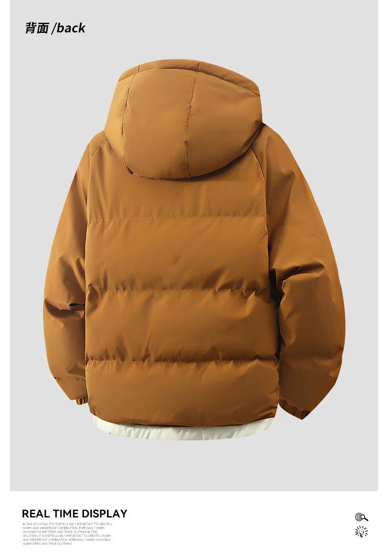 male Outerwear hooded jacket Men's winter loose jacket Cotton coat man fashion  parkas Men windproof thick warm Down Jacket