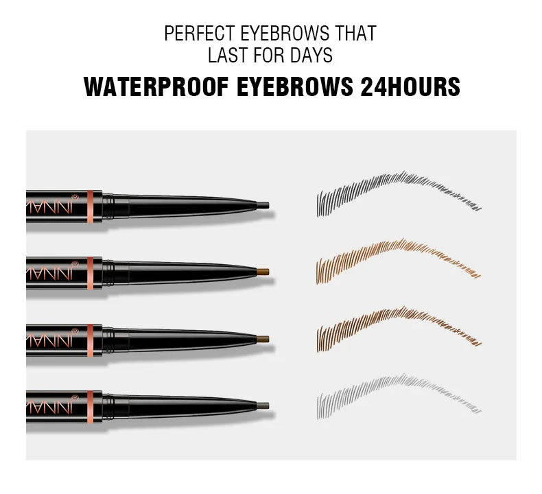 Langmanni Double headed Rotable Eyebrow Pen with a 1.5mm diameter Fine refill Waterproof Wild Eyebrow Pen and Eyebrow Brush