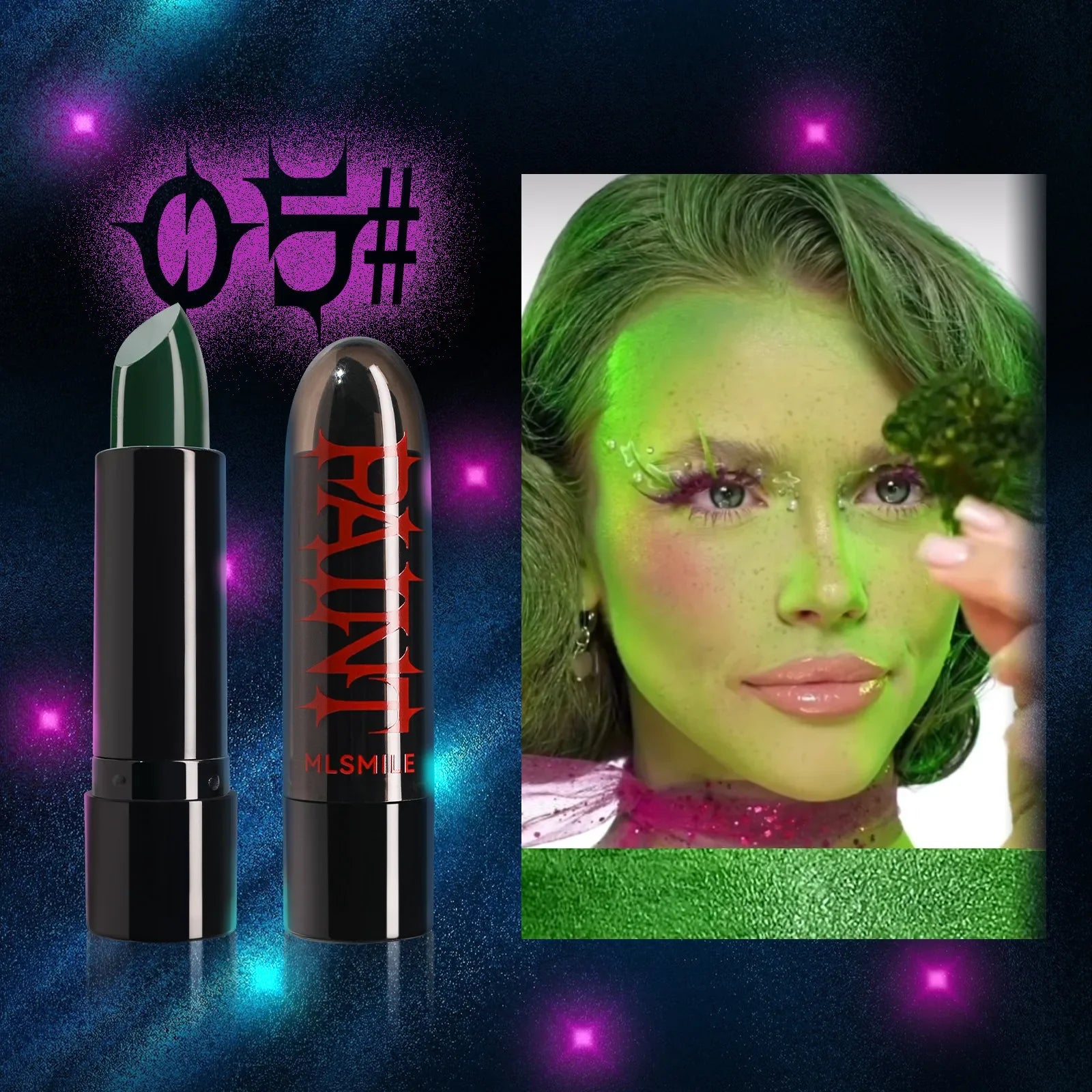 Halloween Matte Lipstick Dark Black Vampire Olive Green Creative Halloween Makeup Face Body Painting
