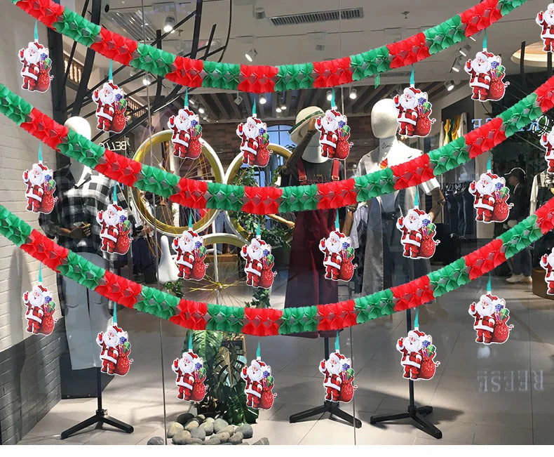 Christmas Party Decoration Santa Claus Banner Festive Decor Christmas Tree Pendants Drop Ornaments Ceiling Layout Craft Supplies