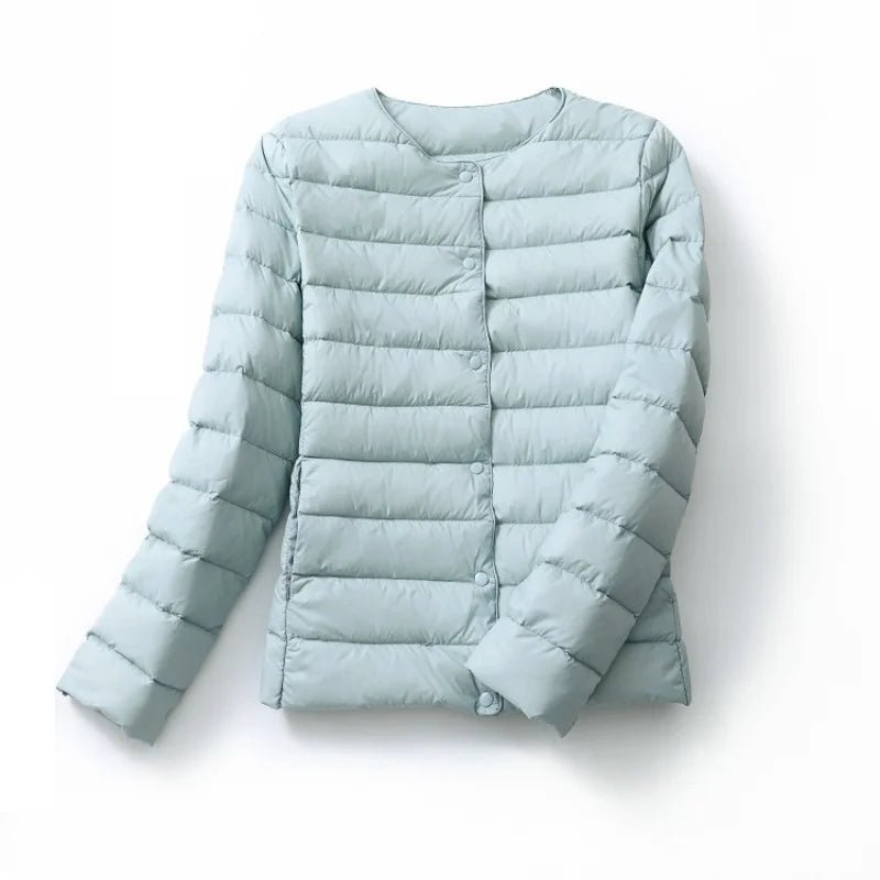 Women's Autumn and Winter Short Down Jacket Elegant Commuter Wear All-match Mother Crewneck V-collar Two-wear 2025 New Jacket