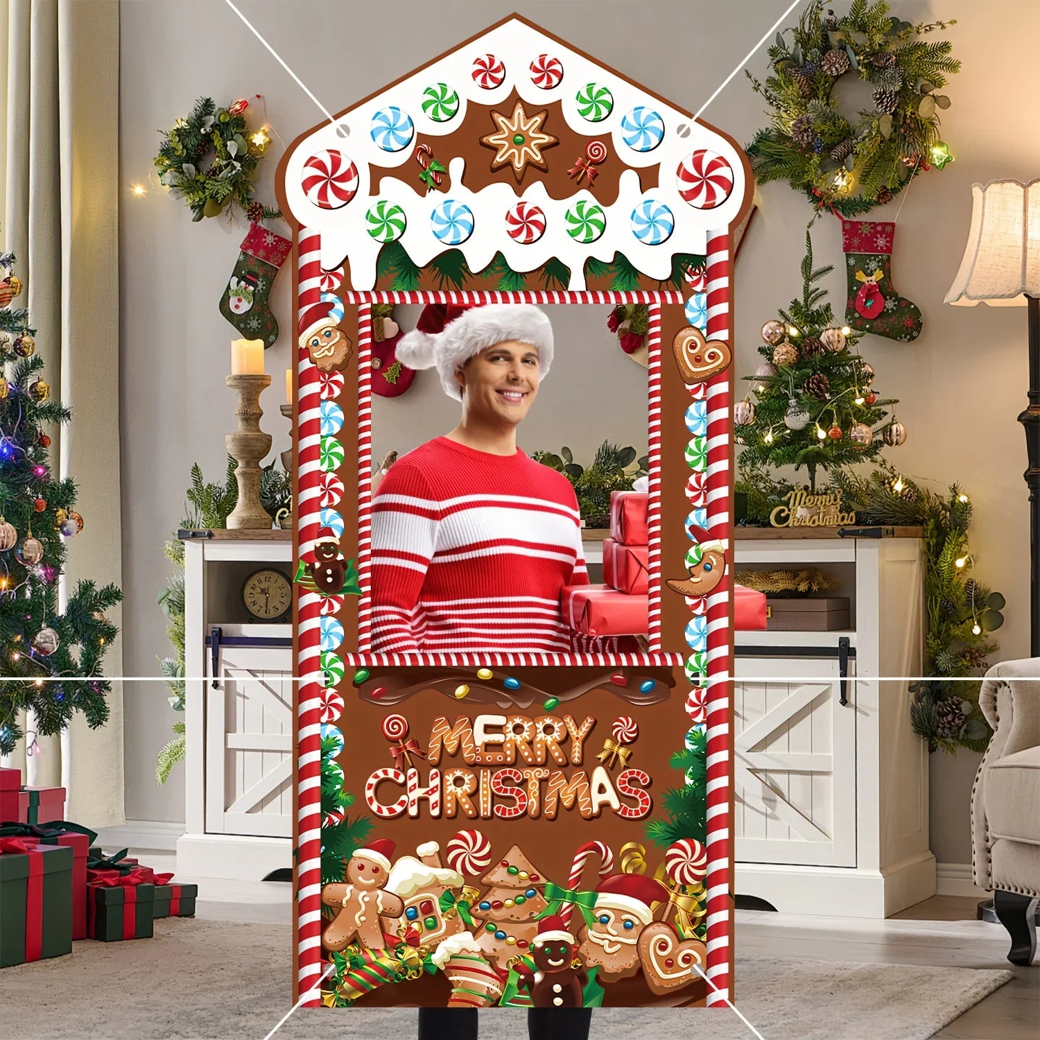Christmas Gingerbread ManParty Themed Decoration Christmas Decor for Home 2025 Xmas Door Hanging Ornament New Year Gifts 2026