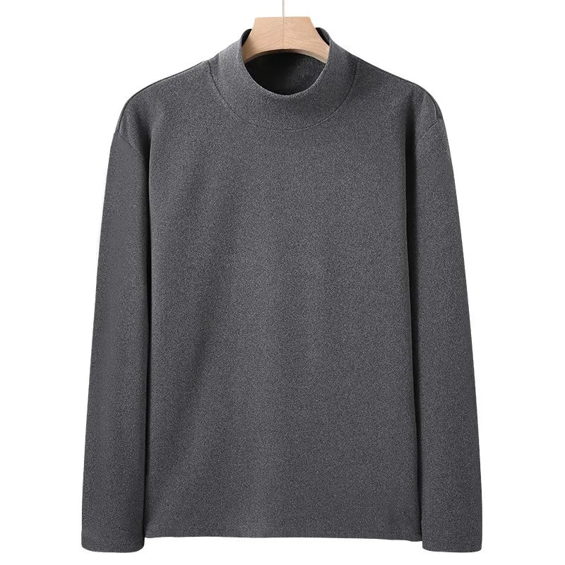 Men's Solid Color Turtleneck T-Shirt For Male Autumn Spring Casual Long Sleeve Basic Bottoming Shirt For Men Slim-Fit Tops