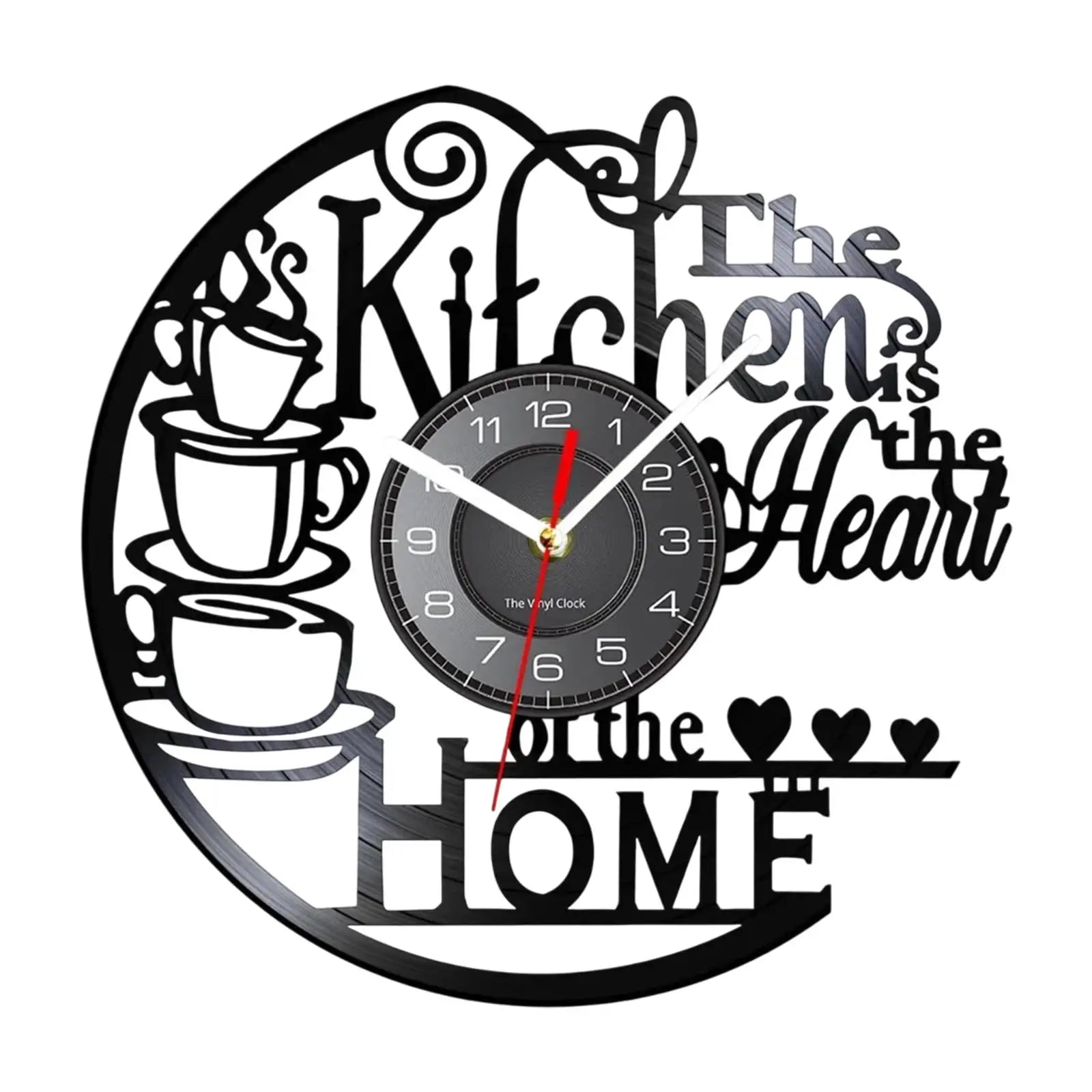 Kitchen Record Wall Clock Decorative Arabic Numeral Artwork Kitchen Heat Home