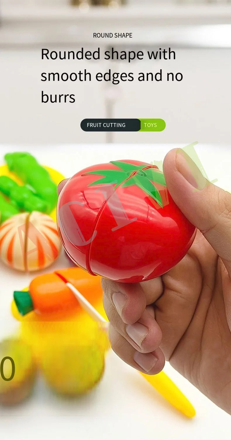 Kid Pretend Play Kitchen Fun Cutting Fruits and Vegetables Food Play House Set Puzzle Education Toys For Kids Boys Girls Gifts