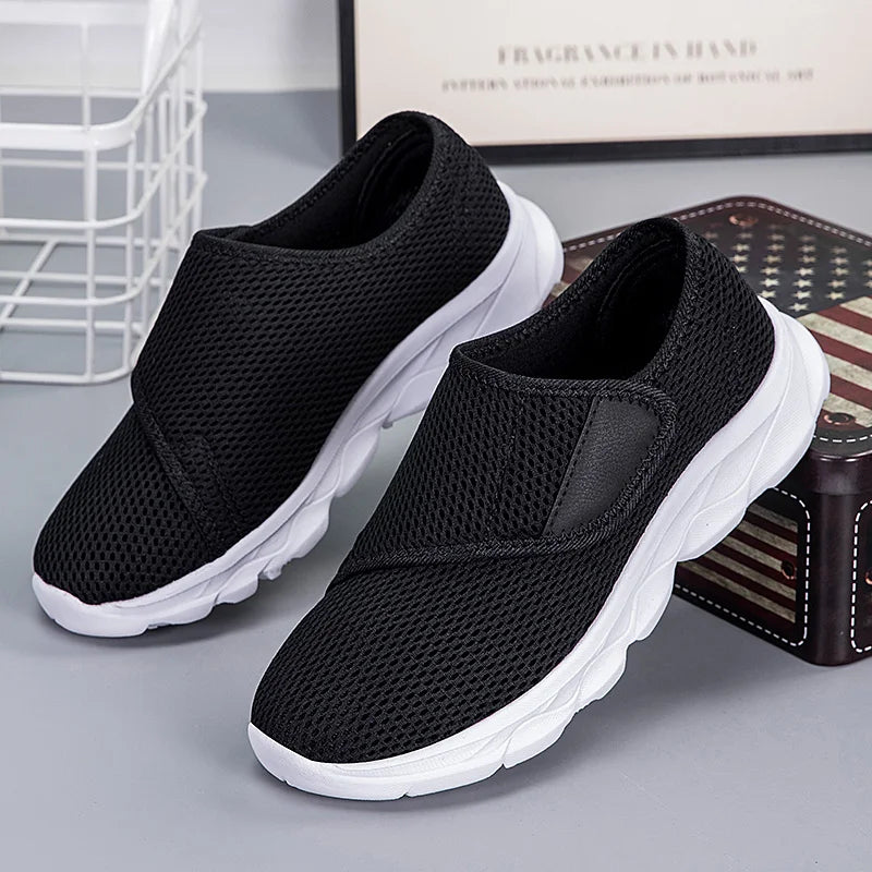 Sneakers Men Orthopedics Wide Feet Swollen Walking Casual Shoes Thumb Eversion Adjusting Soft Comfortable Light Man Shoes Black