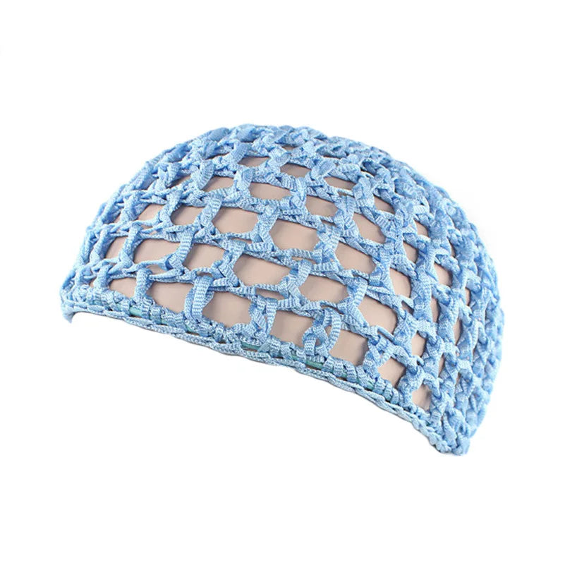 Women Mesh Hair Net Crochet Cap Rayon Knit Snood Hat Thick Short Hairnet Sleeping Night Cover Turbans Styling Tool Accessories
