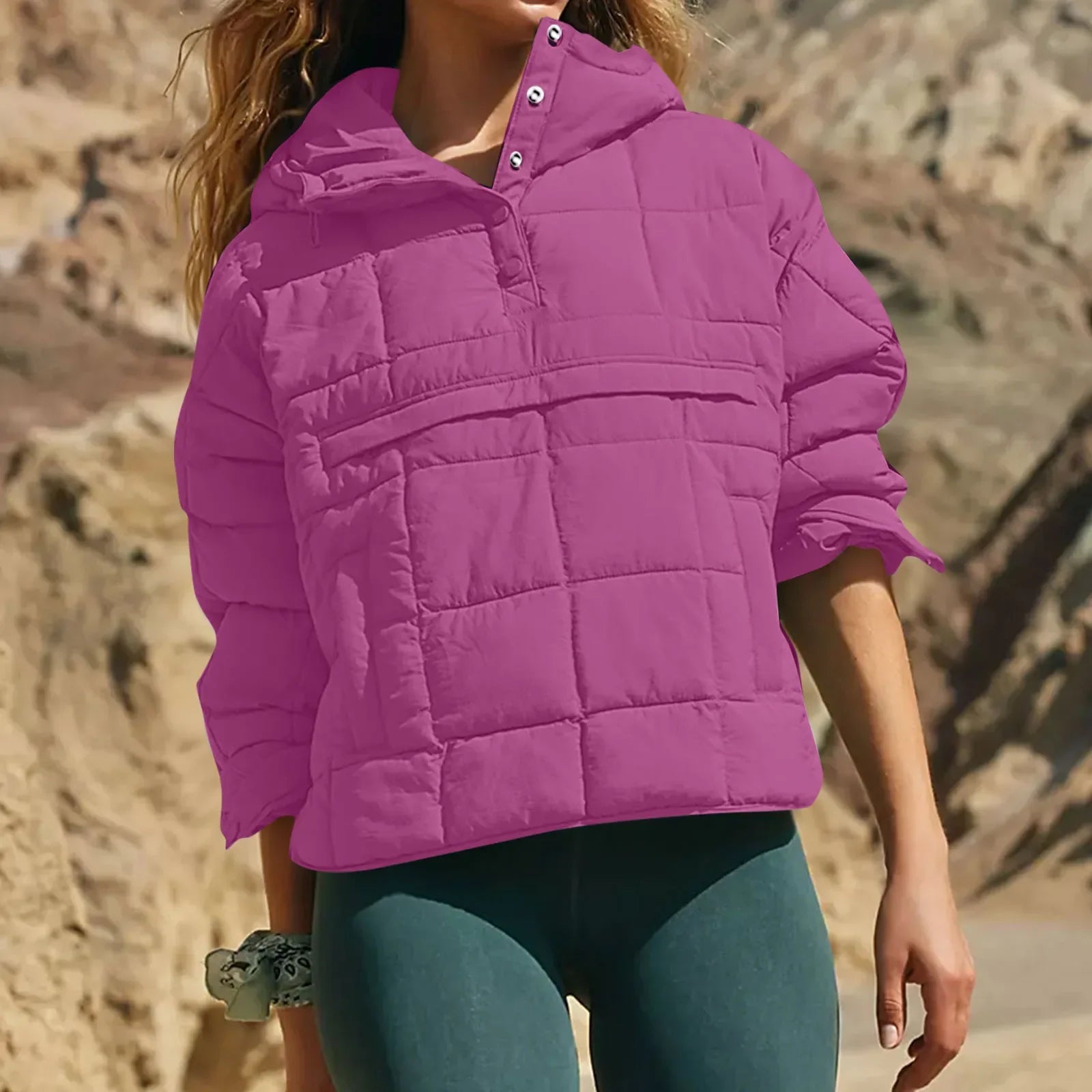 Quilted Jackets for Women Lightweight Long Sleeve Button Down Jacket Warm Winter Coat Outerwear with Pockets Ropas De Mujeres