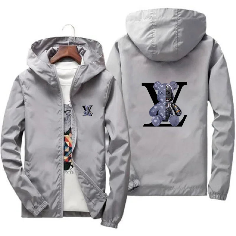 Men's jacket, large size 2025 autumn/winter high-quality fashionable jacket, new hooded windbreaker, fashionable print