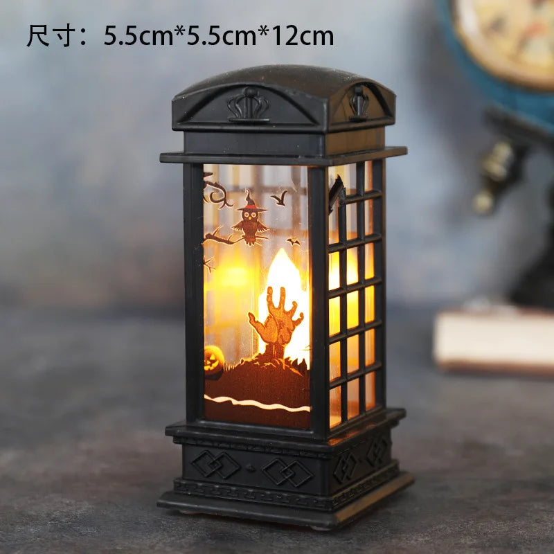 Halloween Decorations Pumpkin Castle LED Decorative Lamp Holiday Party Horror Props Candle Hanging Lantern Bar Garden Home Decor