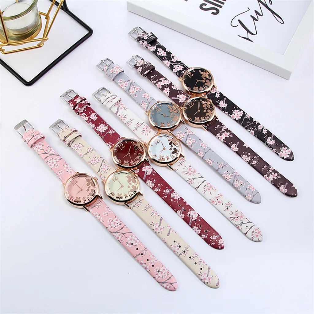 Watch for women with Colorful flowers small fresh printed belt Fashion Ladies Quartz Watch Exquisite watch часы женские